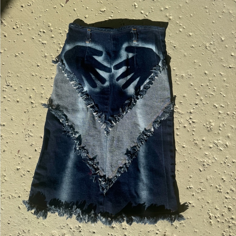 Vintage hand print Jean skirt